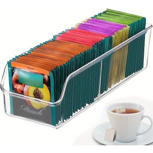 TEMU 1pc Teebeutel-Organizerbox, Klare Aufbewahrungshalterung, Aufbewahrungsbehälter Für Zuckerpackungen, Kaffeetüten, Gewürzbeutel, Aufbewahrungsbox Für Schrank, Arbeitsplatte, Speisekammer
