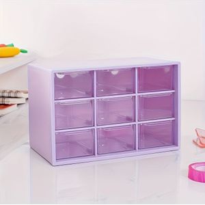 TEMU . Einfacher 9-Fach Kunststoff-Aufbewahrungs-Organizer-Box Für Schreibwaren, Schmuck Und Bürobedarf - Desktop-Aufbewahrungsstation