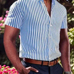 TEMU JCY6227 Lässige Kurzarm-Druck-Polyester-Hemd mit Revers-Kragen - Sommer-Wochenende-Outfit