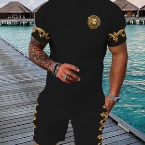 TEMU Bequemer Sportanzug Atmungsaktives Outdoor Freizeit Herren T-Shirt und Fünf-Hosenanzug Sommer 3D-Druckanzug für Männer und Erwachsene