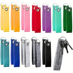 TEMU 24 Stück Schlüsselanhänger Filz mit Edelstahl Ring Schlüsselanhänger Filz Rohling beschreibbar für DIY Handwerk Dekoration Basteln(Mehrfarbig)