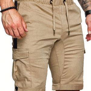 TEMU Herren-Fünf-Punkte-Cargo-Shorts mit mehreren , aus gewebtem Stoff ohne Stretch, erhältlich in einfarbigen Farben für lässige Outdoor-Kleidung.