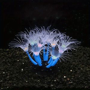 TEMU 1pc, Silicone Simulation Coral - Sunflower Design, Aquarium Landscape Ornament, -the-Dark Soft Artificial Coral, 6.3in Base for Fish Decoration