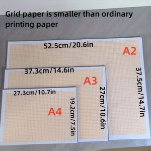 TEMU Premium Architekturzeichnung & Designpapier - A2/A3/A4 Größen, Koordinaten & Gitterlinien, Rotes Karomuster für Zeichnen, K-Linienanalyse und Aktientrends