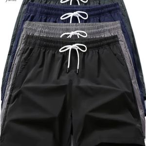 TEMU 4-Farben-Pack Schwarz-Grau-Marine-Armeegrün Herren -Lose Sport Schnelltrocknende Shorts, Elastischer und Gürtel Fitness-Training Shorts mit Herren Leichte Sport Laufshorts