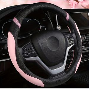TEMU Passendes Lenkradbezug aus PU-Leder für 15-Zoll-Räder - Zweifarbige Nähte, vielseitig für jede Jahreszeit, unisex Design ohne inneren Kreis