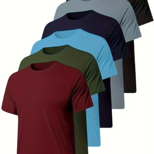 TEMU TELALEO 6er-Pack Trainingsshirts für Herren, kurzärmelig, sportliche Aktivoberteile, schnelltrocknend, Rundhals-T-Shirt zum Laufen