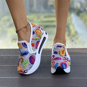 TEMU Damen Sneaker mit Blumenmuster - Leichte, mittelhohe Sportschuhe mit TPR-Sohle, Stofffüllung und EVA-Einsatz für alle Jahreszeiten