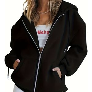 TEMU Einfarbige, Lässige Sport-Kapuzenjacke Mit Reißverschluss, Langärmliges Kapuzen-Sweatshirt Mit Kordelzug Und Tasche, Sportliche Damen-Sweatshirts