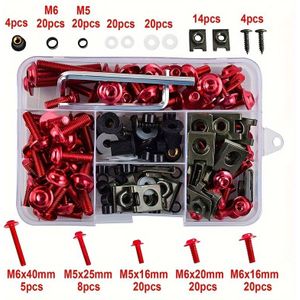 TEMU 177 Stück/Box Aluminium-Windschutzscheibenschrauben Bunte Befestigungsschrauben Set Motorradverkleidungsschraubensatz Motorradmodifizierte Teile