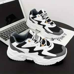 TEMU Herren lässige Sportschuhe, einfarbig, runder Zehenbereich, zum Schnüren, Kunstleder Obermaterial, Mesh Innensohle, EVA Sohle, Stoffsohle, Sneakers