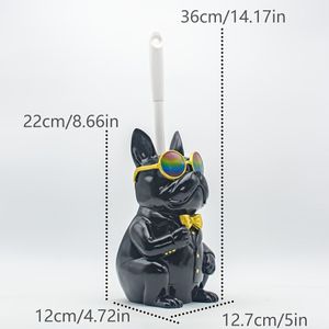 TEMU Originaler Herr Hund Skulptur Badezimmerdekoration WC-Bürstenhalter, Harz Tier WC-Bürstenhalter und Kompakter Kunststoff-WC-Bürste, WC-Bürstenhalter Badezimmerzubehör
