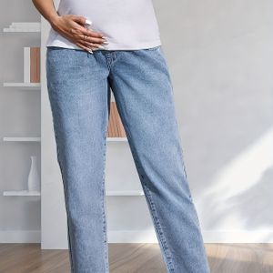 TEMU Damen Umstands-Soliddenimhose, Frühling Sommer Bequeme Jeans Für Schwangere Frauen