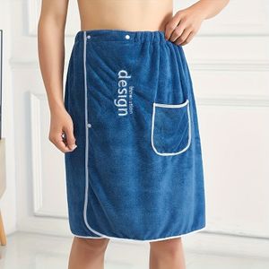 TEMU Herren-Badetuch zum Anziehen mit Tasche - 1 Stück Korallenfleece-Saugsauna-Rock, weicher Spa-Sauna-Wickel, bestickte Badezimmerartikel