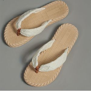TEMU Neue Frühling/Sommer Damen Schuhe Weiße Wolkenmuster Sandalen Einfache Strandimitat Strohweben Damenschuhe