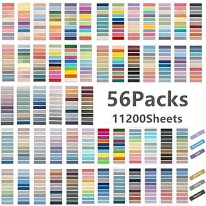 TEMU 56 Stk. 11200 Stk. Klebeetiketten, Seitenetiketten, Bunte Durchsichtige Schreibbare und Rückziehbare Lesezeichen, Ästhetische Band-Indexetiketten