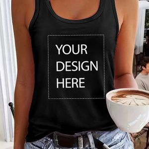 TEMU Damen Tank Top mit individuell gestaltbarem Druck - Geometrisches Muster, Runder Ausschnitt, Stretchy & Maschinenwaschbar, Kaschualer Frühjahr/Sommer-Stil