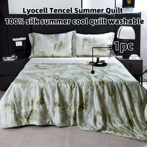 TEMU 1 Stück -Stoff-Seidenquilt - Handgefertigtes Sommer-Dickicht, Erwachsenen-Kühlendes Sommer-Deckbett, Glatt Zum Berühren, Leicht, Maschinenwaschbar, Geeignet Für Alle Jahreszeiten.