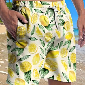 TEMU 3D Digital Zitronendruck Sommer Herren Frische und kühle Strandshorts
