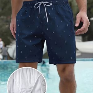 TEMU Herren Freizeit und stilvolle Hawaiian Print Strandshorts mit einem Innendrahttaschen, bequem, atmungsaktiv und schnell trocknend, für Urlaube, Dates und Alltagsgäng.