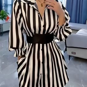 TEMU Einfarbige, einreihige, langärmelige, einreihige Jacke mit Reißverschluss und Gürtel, A-Linokleid
