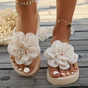 TEMU Damensandalen mit Blumenverzierung zum Hineinschlüpfen - Weiches Stoffobermaterial & EVA-Sohle, Bequeme Freizeitschuhe für Frühling/Sommer, Süße Outdoor-Pantoffeln mit Gepolsterter Einlegesohle