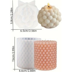 TEMU 2-teiliges Set Silikon-Kerzenformen, runde Blasen-Design, Harz-Gießformen für DIY-Zylinder- und Kugel-Kerzenherstellung, strapazierfähige Gips-Kunstformen