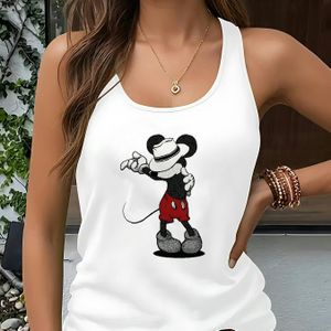 TEMU Damen Ärmelloses Oberteil - Mouse Grafik, Schwarz, Frühling/Sommer/Herbst, Polyester, Ärmelloses Vest