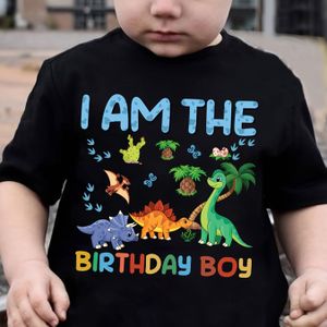 TEMU Sommer-Jungen-Mode Kinder-T-Shirt ""Ich bin der Geburtstagsjunge"" Dinosaurierdruck Süßes Kurzarm-Casual-Oberteil