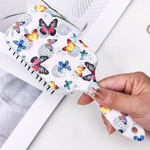 TEMU Farbenfroher Schmetterlingsmuster Haarkamm, Bequemer Luftkissenkamm Antistatisch, Geeignet für Alle Haartypen