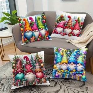 TEMU 4er-Set Weihnachtszwerg Kurzplüsch Kissenbezug, Reißverschluss Einseitig Bedruckter Kissenbezug, Heimdekoration Sofa Schlafzimmer Deko, Ohne Kissenkern, 18×18 Zoll