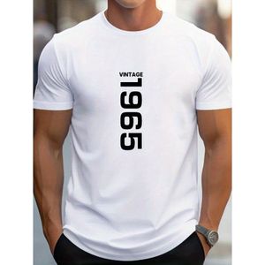 TEMU T-Shirt mit Aufdruck ?1965 Years? für Herren, lässiges Kurzarm-T-Shirt mit vorderer Schulterpartie für den Sommer