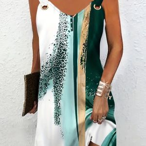 TEMU Bunte Blockring verknüpftes Kleid, lässiges ärmelloses V-Ausschnitt-Kleid für Frühling & Sommer, Damenbekleidung