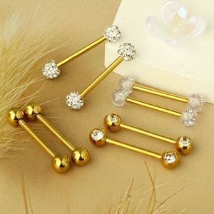 TEMU 8er-Set 14G Chirurgischer Stahl Zungenring Brustwarzenschutz Hantelring Körperpiercings Schmuck für Frauen Männer Goldfarbe