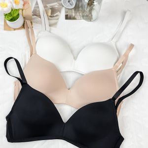 TEMU 3er-Set Damen-BH ohne Stahlring, Bequem und Weich, Verstellbarer Schultergurt, Gemischte Farben, Schwarz und Weiß Haut