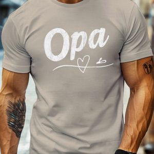 TEMU Herren -T-Shirt mit Rundhalsausschnitt und Opa-Herz-Druck - Leichtes, Bequemes Polyester-T-Shirt für den Sommer