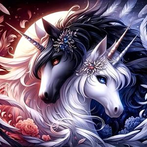 TEMU 5D Vollständige Diamantmalerei-Set 40x40cm - Romantisches Einhorn-Paar-Motiv, runde Acryl-Diamanten-Stickerei, Tiermosaik-Wandkunst - DIY-Handwerk-Kreuzstich-Set ohne Rahmen