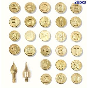 TEMU 28-teiliges Holzbrenn-Set mit 26 Buchstaben--Pyrografen und Brennstiften für Englische Buchstaben, Alphabet-Zahlen-Vorlagen zum Prägen und Schnitzen
