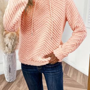 TEMU Einfarbiger warmer Teddy-Hoodie, lässiger Kapuzenpullover mit langen Ärmeln und Kordelzug für Herbst und Winter, Damenbekleidung