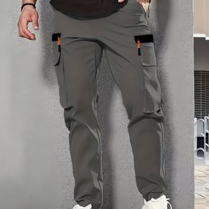 TEMU Männer Cargohose mit und Pattentaschen in Uni-Farbe, atmungsaktive bequeme Hose für Outdoor-Aktivitäten