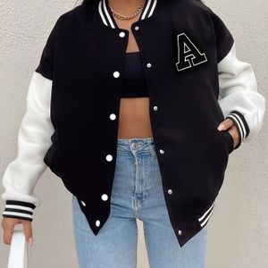 TEMU Herbst- Und Wintermode Einfache Buchstaben A Lange Baseballjacke