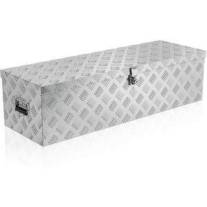 TEMU Aluminiumkiste Alu-Box LKW-Kasten silber-schwarz abschließbare Aluminium-Transportkiste für Werkzeuge, Zugstange mit Deckel, Aluminiumkiste für den mobilen Einsatz