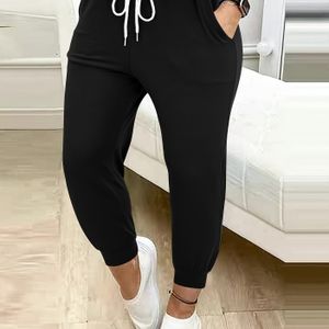 TEMU Einfarbige Jogginghose mit Kordelzug in der Taille, lässige, sportliche Hose mit schrägen , Damenbekleidung