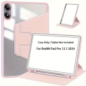 TEMU Schutzhülle mit 360-Grad-Drehfunktion und Ständer für XiaoMi RedMi Pad Pro 12.1 (12,1 Zoll, 2024), Klare Rückseite, Automatisches Aufwecken/Schlafen