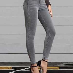 TEMU Dehnbare High Rise Skinny Jeans für Damen, lässige Slim Fit High Stretch Denim Hose, Knöchellänge für den Herbst