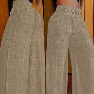 TEMU Elegante, weit geschnittene Hose mit geraffter Taille - Polyestermischung, kein Stretch, einfarbig, geeignet für alle Jahreszeiten