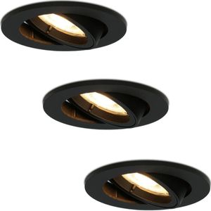 Hoftronic - Komplettset 3 Stück Dimmbare LED Einbaustrahler Oslo 5 Watt Schwenkbar Schwarz