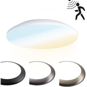 HOFTRONIC - LED Deckenleuchte mit bewegungsmelder 12W einstellbare Lichtfarbe - 1300lm - IK10 - Ø25 cm - Weiß - IP65