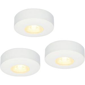 HOFTRONIC - Komplettset 3 Stück LED-Aufbauleuchte Pavo weiß 3 Watt 2700K 300lm Ultra Flach 23 mm