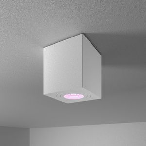 HOFTRONIC - Gibbon Smart LED Deckenaufbaustrahler - Quadratisch - IP65 wasserdicht - RGBWW Smart GU10 - WiFi & Bluetooth - Deckenleuchte geeignet für Badezimmer - Weiß